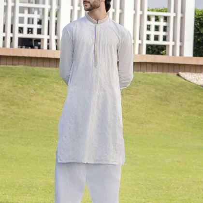 Riwaj Modern Libas – Premium Off-White Men?s Kurta Shalwar