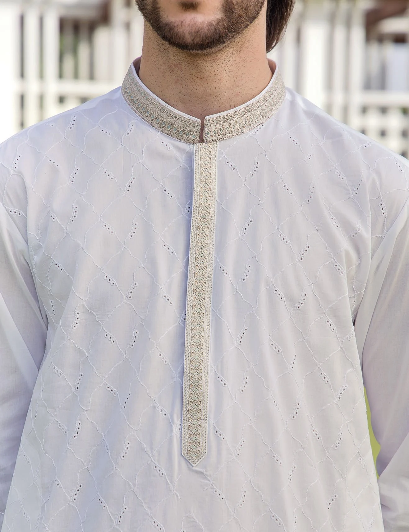 Riwaj Modern Libas – Premium Off-White Men?s Kurta Shalwar - Image 2