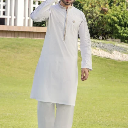 Riwaj Modern Libas – Premium Off-White Men?s Kurta Shalwar