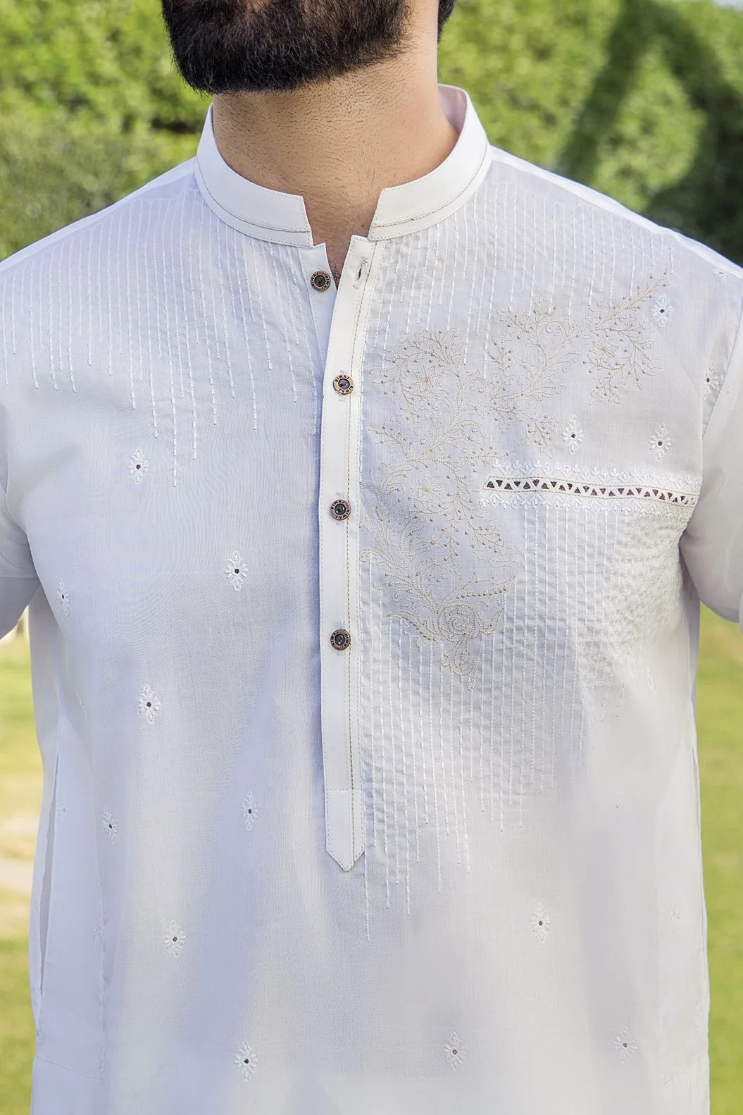 Riwaj Modern Libas – Premium Off-White Men?s Kurta Shalwar - Image 2