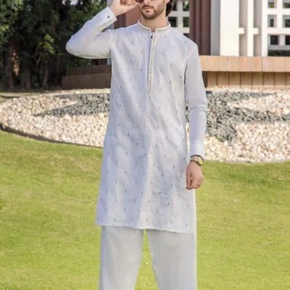 Riwaj Modern Libas – Premium Off-White Men?s Kurta Shalwar