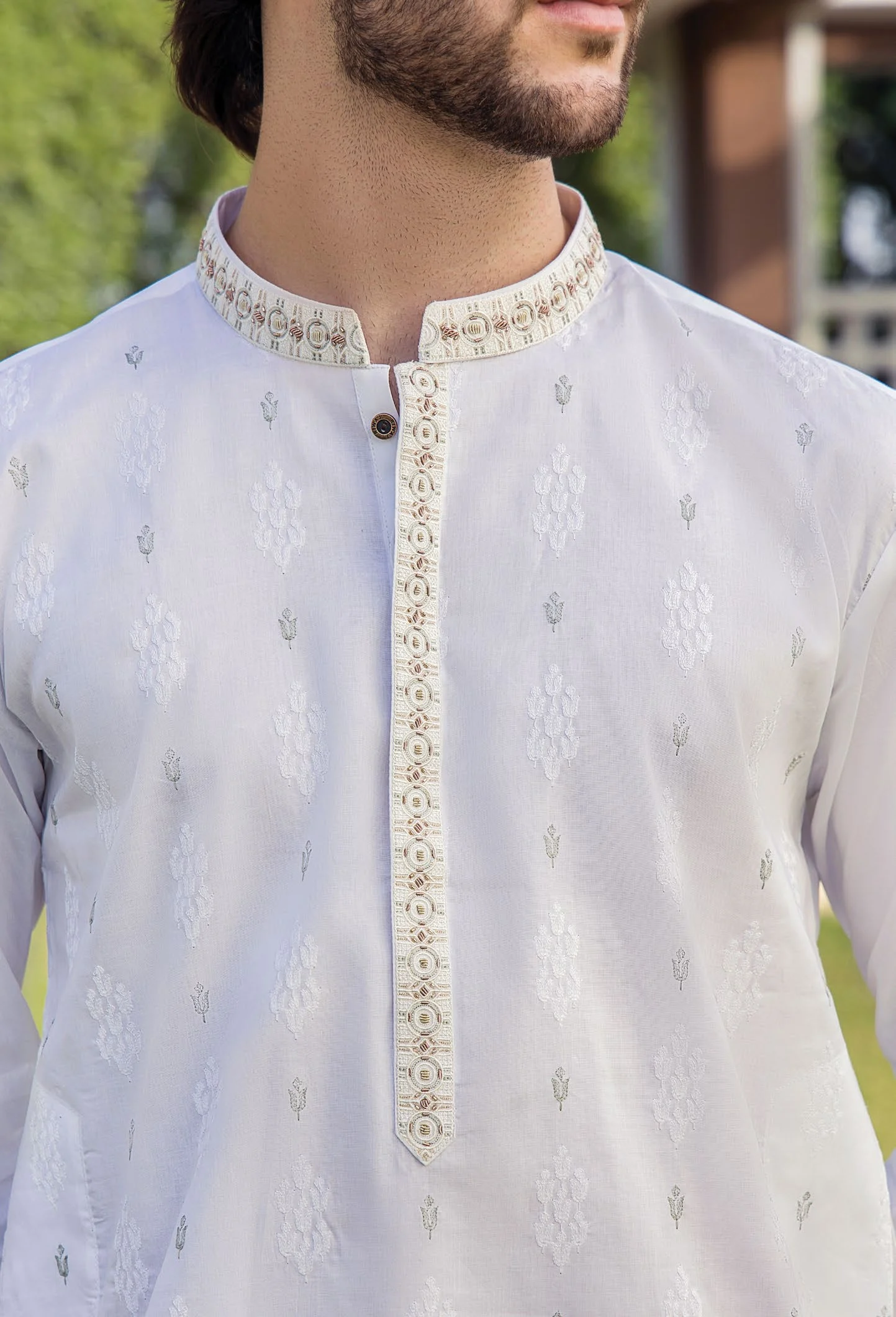 Riwaj Modern Libas – Premium Off-White Men?s Kurta Shalwar - Image 2