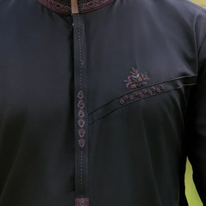 Riwaj Black Embroidered Premium Men?s Shalwar Kameez