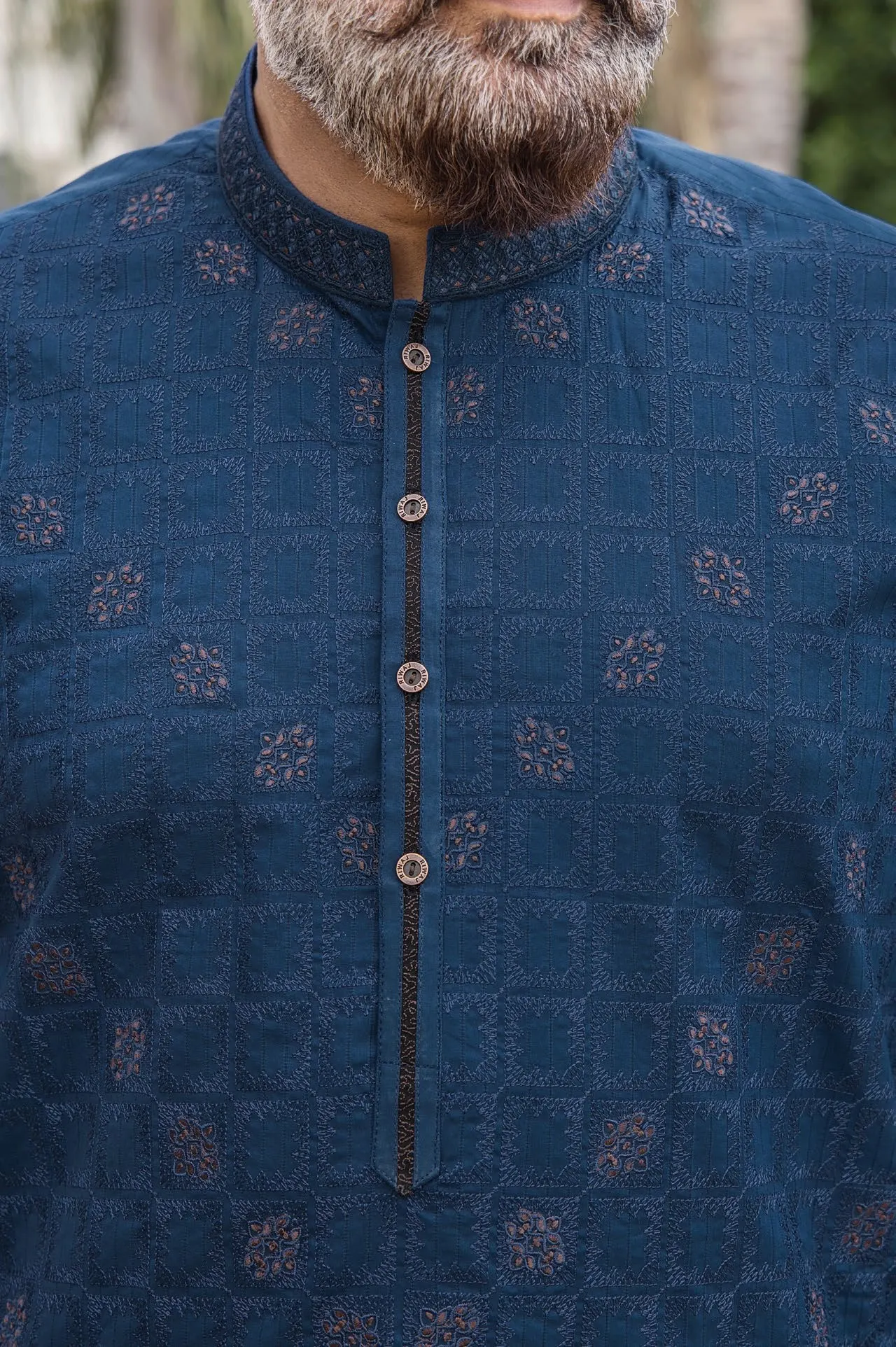 Riwaj Modern Libas – Premium Deep Blue Men?s Kurta Shalwar - Image 3