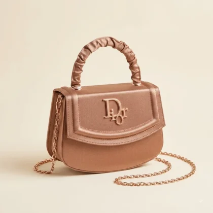 Elegant Rose Gold Satin Handbag