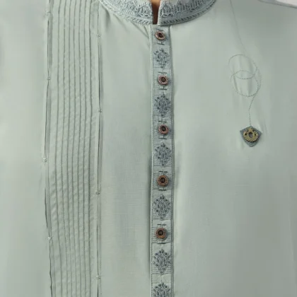 Riwaj Premium Sage Green Embroidered Men?s Kurta Shalwar