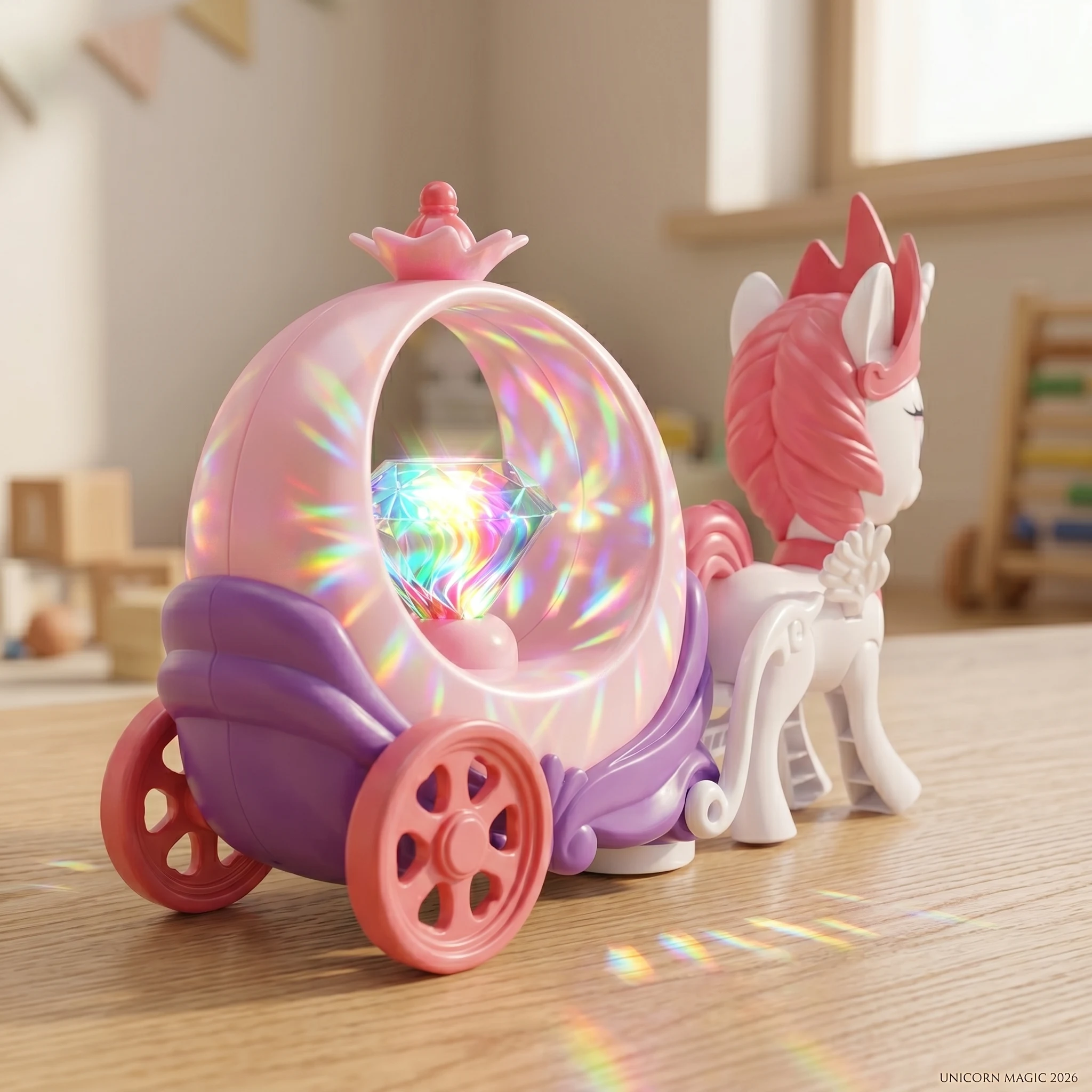 Battery Operated Horse & Buggy Cart Toy with 3D Lights & Music - Image 4