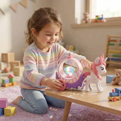 Battery Operated Horse & Buggy Cart Toy with 3D Lights & Music