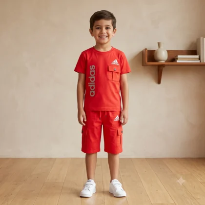 UAM Boys Short Set Red Sporty