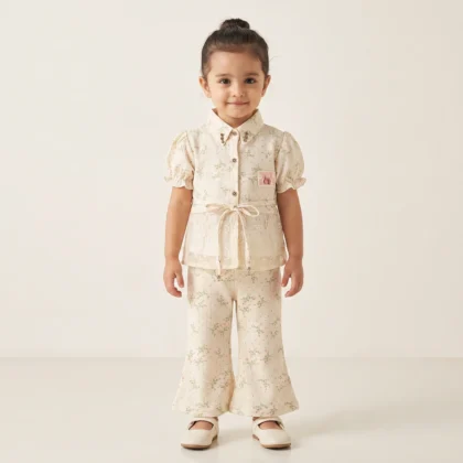 Girls Floral Lace Top & Pants Set