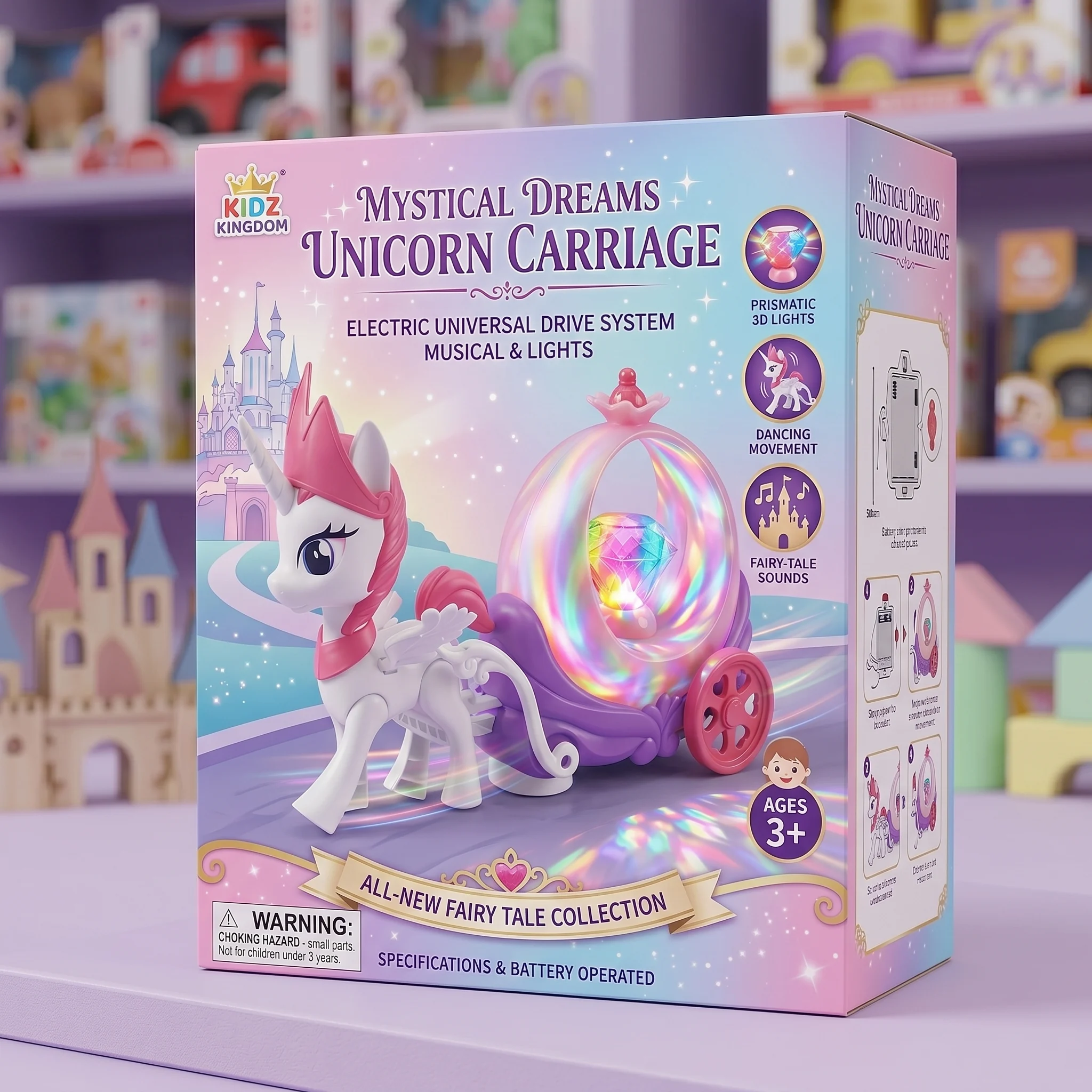 Battery Operated Horse & Buggy Cart Toy with 3D Lights & Music - Image 2