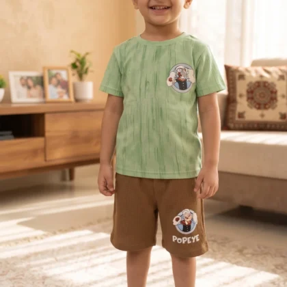 Kids Popeye Graphic T-Shirt & Shorts Set