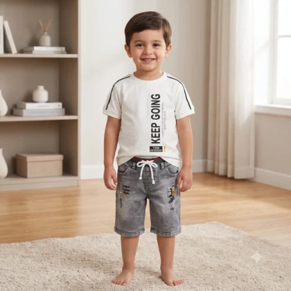 Kids Keep Going Graphic T-Shirt & Shorts Set