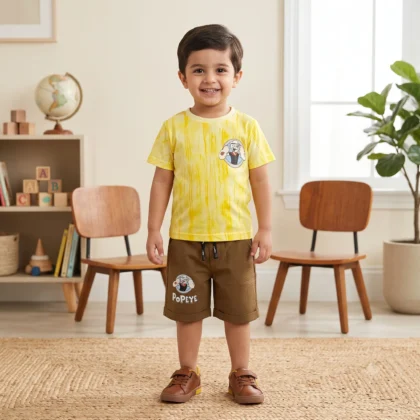 Kids Popeye Yellow Graphic Outfit Set
