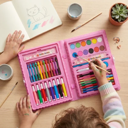 68 Pcs Kids Coloring & Drawing Art Set – Crayons, Watercolors & Pencils