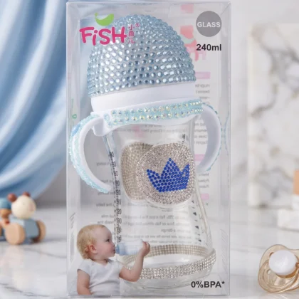 FISH Glass Bling Baby Feeder 240ml
