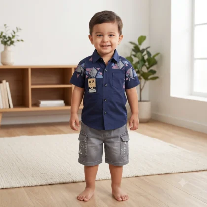 Kids Graphic Polo & Cargo Shorts Set