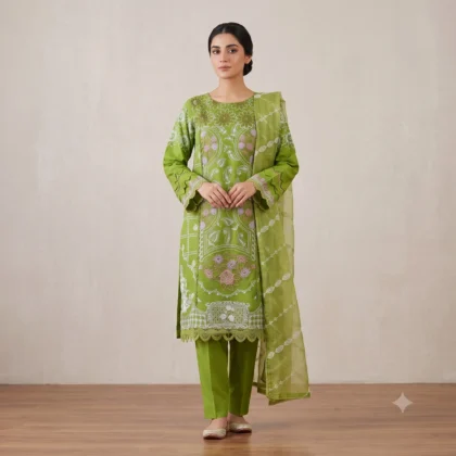Vibrant Green Embroidered Lawn Suit