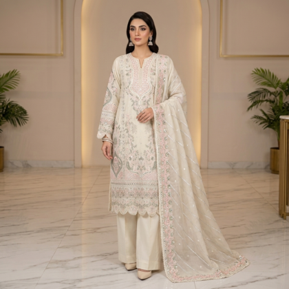Ivory Embroidered 3-Piece Suit