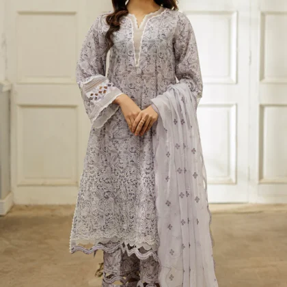 Zellbury Chikankari Unstitched Digital Printed Embroidered Cotton Suit