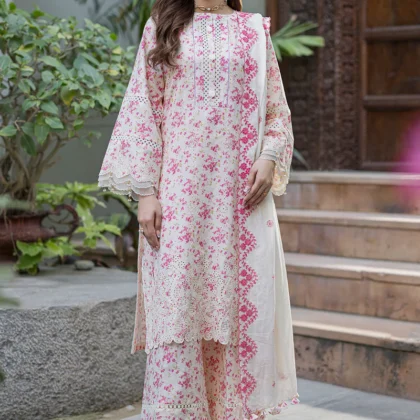 Zellbury Chikankari Unstitched Digital Printed Cotton Suit ? 34096