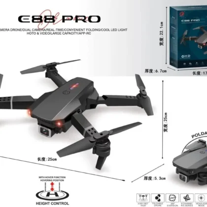 E88 Pro Foldable Drone with Dual 1080P HD Cameras & Auto Hover