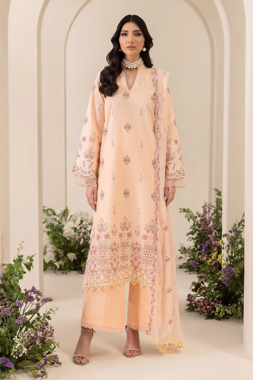 RajBari Embroidered Lawn Suit with Bamberg Chiffon Dupatta 3 Piece