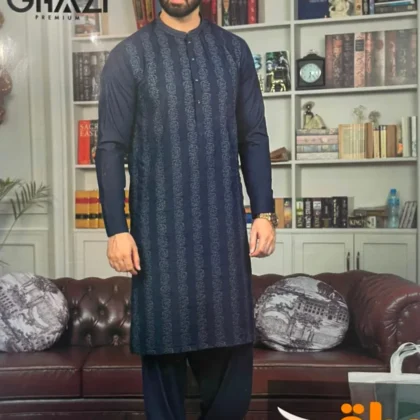 Ilam Din & Sons Ghazi Premium-Striped Men?s Kurta Shalwar