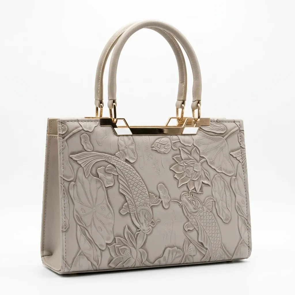 Chloé Embossed Koi Fish Leather Handbag - Image 2