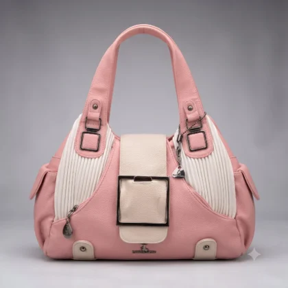 Stylish Pink & Beige Contrast Handbag