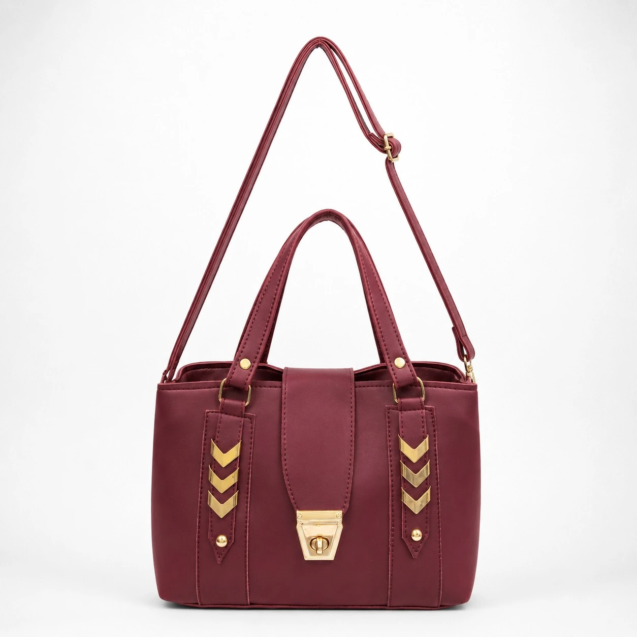 Elegant Maroon Casual Handbag