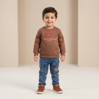 Boys Brown Graphic Sweatshirt