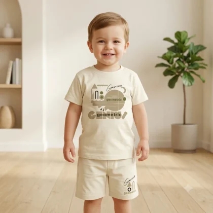 Kids Genius Geometric Print Outfit Set