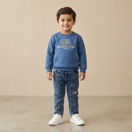 Kids Blue Balenciaga Print Sweatshirt