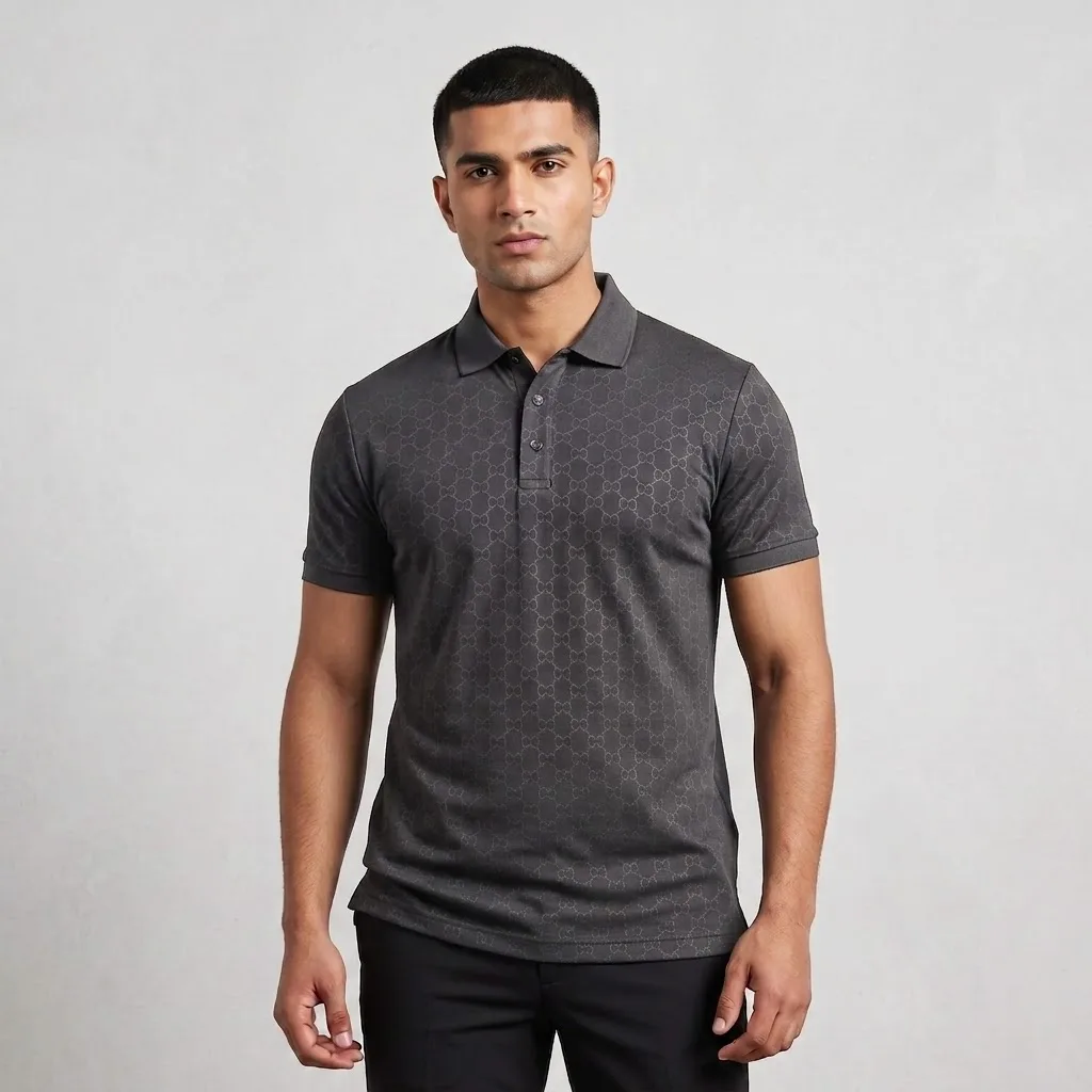 Men’s Dark Grey Monogram Polo