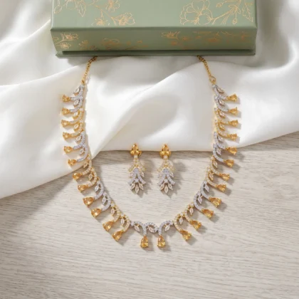 Yellow Topaz Zirconia Necklace Set