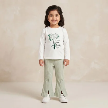 Baby Rose Kids 3D Floral White Top