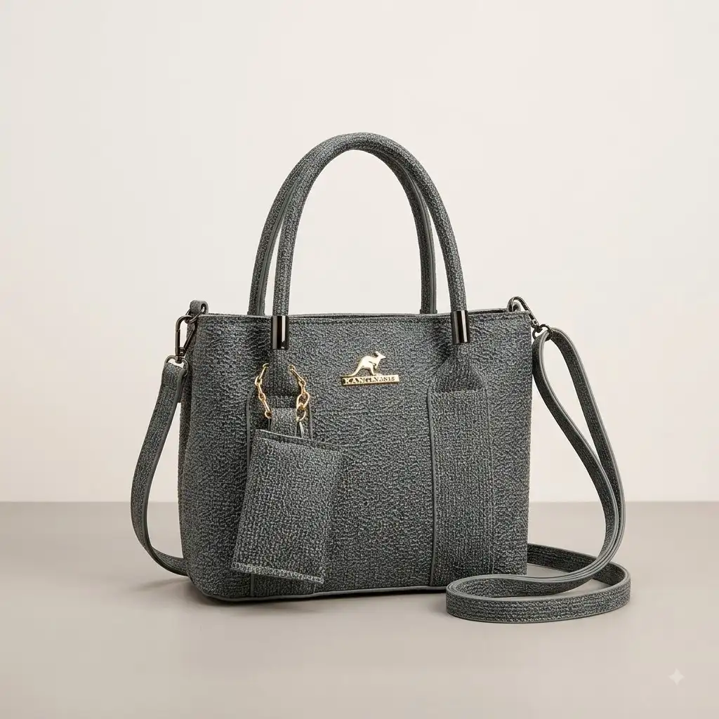 Dark Grey Textured Top Handle Crossbody Bag