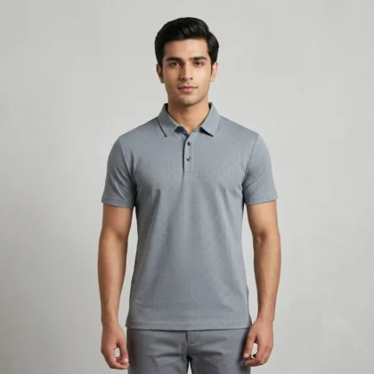 Men’s Grey Patterned Polo Shirt
