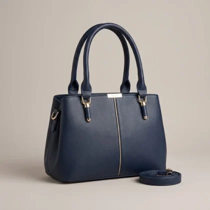 Elegant Navy Blue Structured Handbag
