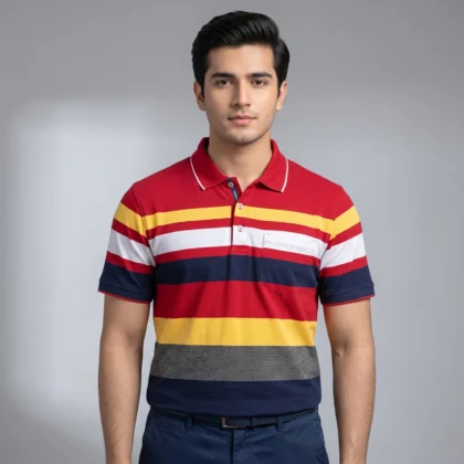 Men’s Multi-Stripe Casual Polo Shirt