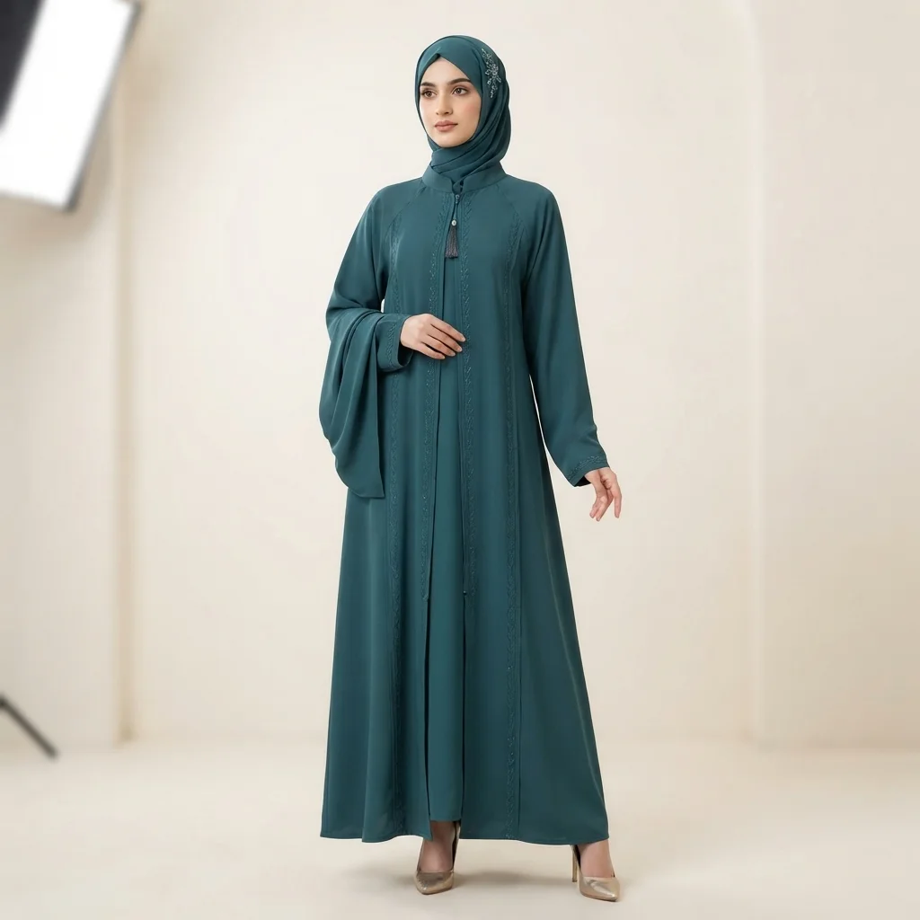 Elegant Teal Green Ladies Abaya