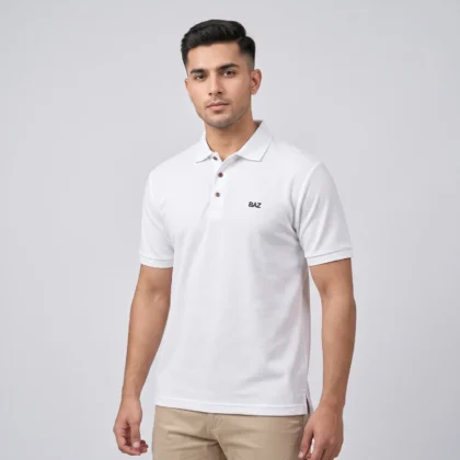 Men’s White Textured Polo Shirt